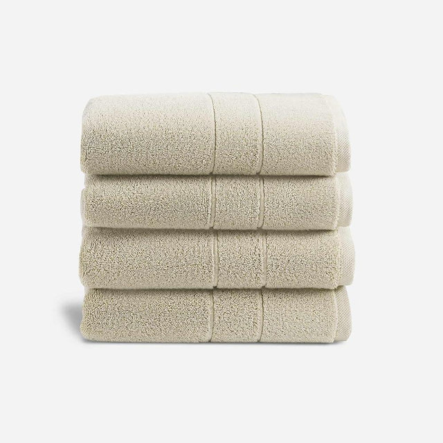 Brooklinen Super-Plush Turkish Cotton Bath Towel Set - Includes 4 Bath Towels Cotton, 820 GSM, Highly Absorbent, Machine Washable, Perfect for Home & Bathroom (Stone Beige)