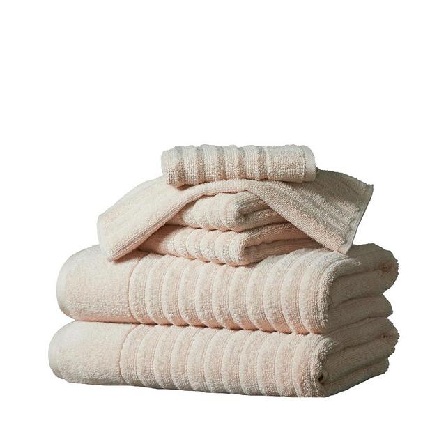 Great Bay Home Taupe Bath Towel Set, 6 Piece Quick Dry, Ribbed Bath Towel Set. Zero-Twist, Combed 100% Cotton, Ultra-Soft, Luxurious Towels for Bathroom (6 Piece, Dune)