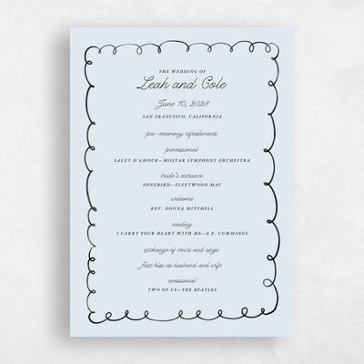 Blue Simple Wedding Program - Colmar