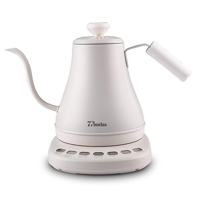 7Pandas Electric Pour-Over Kettle with 5 Temperature Presets, Gooseneck Kettle for Brewing Coffe or Tea, 1000 Watt Fast Heating, 0.8L, Matte White