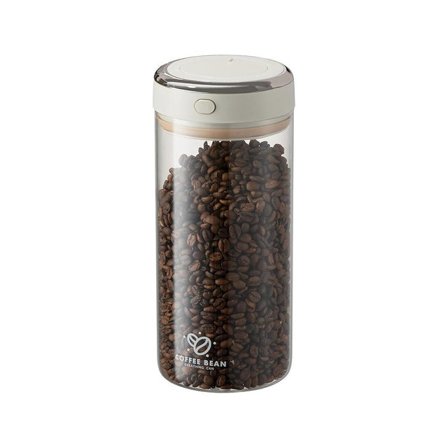 Coffee Bean Storage Container with One-way Valve Airtight Lid Date Tracker for Coffee and More Food Fresh and Storage, Clear Borosilicate Glass Coffee Canister(1.8 Qt - 21 OZ)