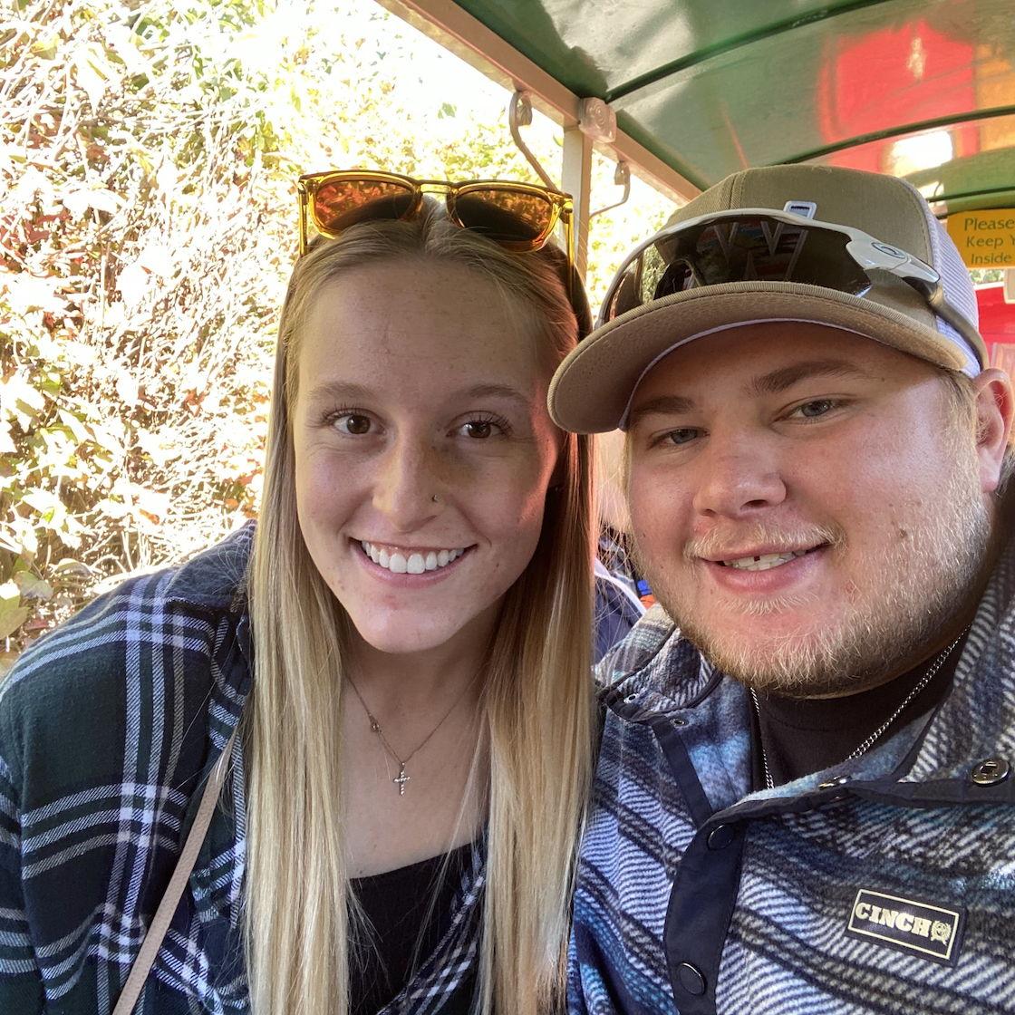 Riding the train at Vala's Pumpkin Patch