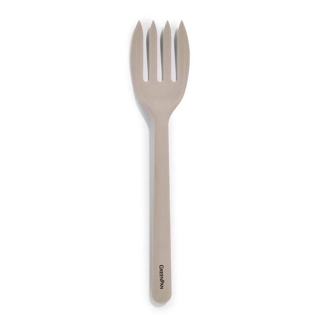 GreenPan Silicone Ultimate Fork, Mixing Stirring Serving, Cooking Kitchen Utensil, Flexible Rubber Nonstick Cookware, Rigid Steel Core, Heat-Resistant, Anti-Slip Handle BPA-Free Dishwasher Safe, Taupe