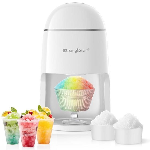 StrongBear Snow Cone Shaved Ice Machine, Electric Ice Shaver Slushie Machine, Snowcone Maker for Kids Birthday Party, House Warming Gifts New Home Decor, Best Christmas Gift Ideas, White