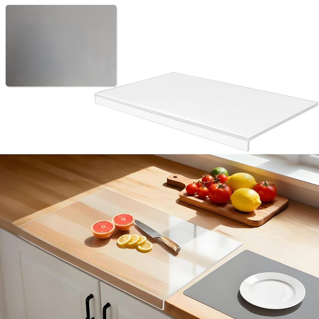 Large Acrylic Cutting Board with Counter Lip, 30x20inch Clear Cutting Boards for Countertop，2PCS, Countertop Protector And 16 * 20 Inch Dish Drying Mat，5mm Non-Slip Cutting Board for Kitchen Counter