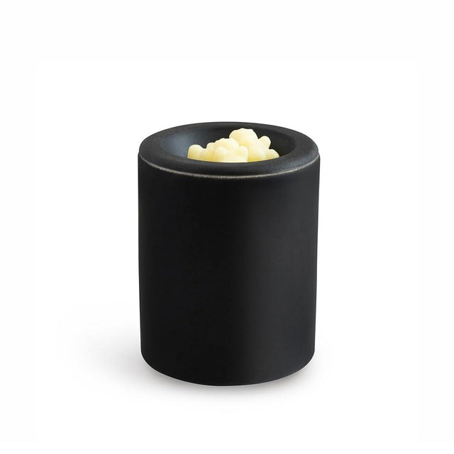 Happy Wax Black Mini Mod Warmer for Scented Wax - Small Tabletop with Timer - Electric, Ceramic with Removable No Mess Silicone Dish