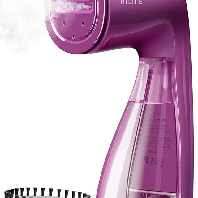 HiLIFE Steamer for Clothes, 1100W Clothes Steamer, Fast Wrinkle Removal with Large 300ml Tank, Ideal for All Fabrics, Easy to Use, Compact and Portable Travel Garment Steamer (G-Orchid Purple)