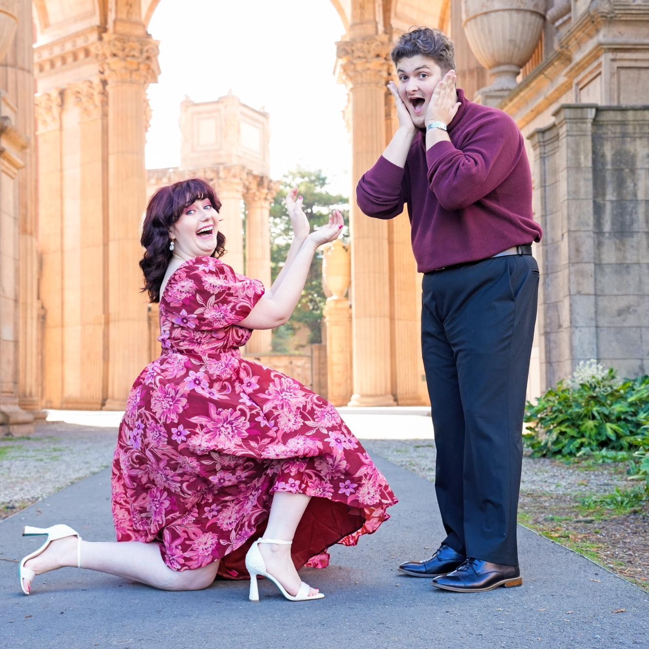 One of our favorite engagement photos, taken at the Palace of Fine Arts in San Francisco!