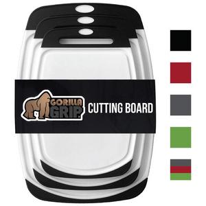 The Original GORILLA GRIP (R) Set of 3 Reversible Cutting Boards, BPA Free, Professional, Dishwasher Safe, Extra Large Size (Set of 3 Boards: Black)