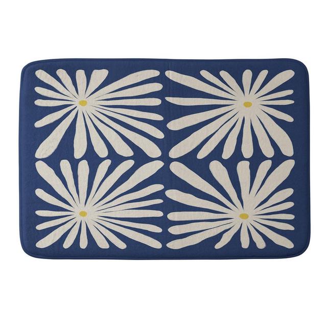 34"x21" Alisa Galitsyna Lazy Daisies 1 Memory Foam Bath Mat Blue - Deny Designs
