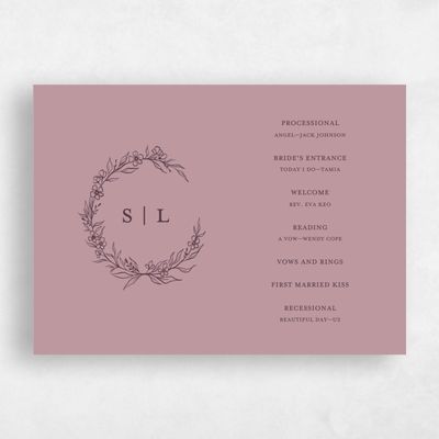 Dusty Rose, Pink Wedding Program - Goundry