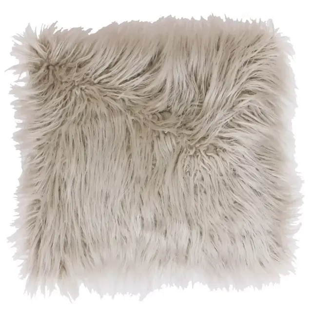 Thro Keller Faux Mongolian 26-Inch Square Throw Pillow in Oatmeal