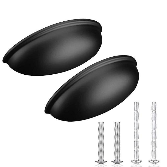 Aybloom 3inch Drawer Pulls - Pack of 30 Flat Black Cabinet Cup Pulls Kitchen Hardware Cabinet Handles Drawer Handles(Flat Black, Length: 3-11/16 ", Hole Center: 3")