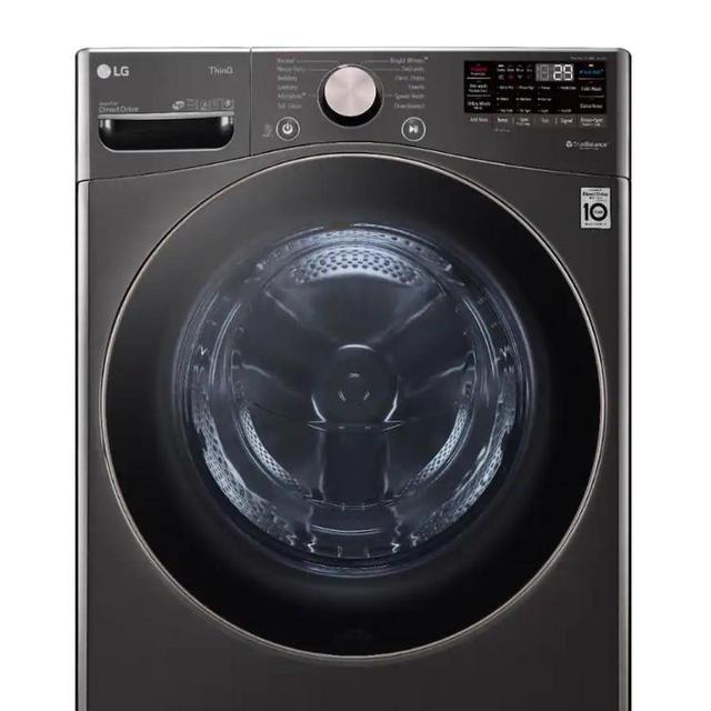 LG - 4.5 Cu. Ft. High-Efficiency Stackable Smart Front Load Washer with Steam and Built-In Intelligence - Black Steel