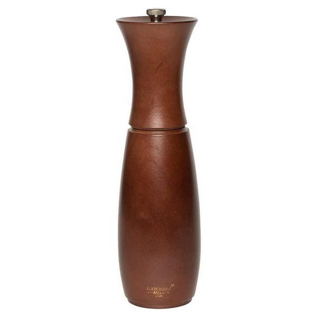 Fletchers' Mill Border Grill Salt Mill, Walnut Stain - 8 Inch, Adjustable Coarseness Fine to Coarse, MADE IN U.S.A.