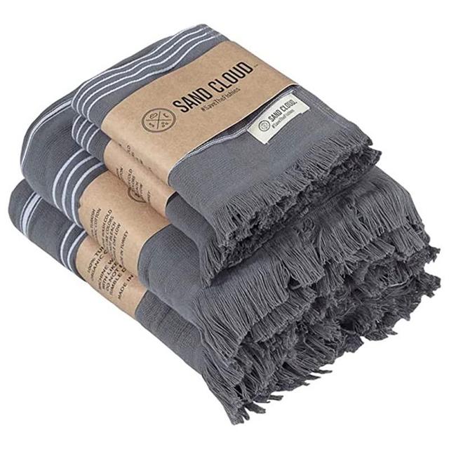 Sandcloud Turkish Bath Towels - 100% Organic Cotton - Lightweight - Large Size - Dry Faster and Cleaner - Set of 4 - Classic XL Bath Bundle Gray