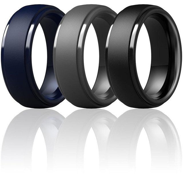 ThunderFit Silicone Men’s Wedding Rings, 10mm Wide 2.5mm Thick Rubber Wedding Bands-Variety Multipack 1-7