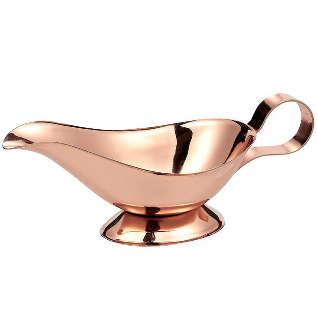 Gravy Boat - Stainless Steel Copper Plated Sauce Boat, Sauce Server, Dressing Dip Bowl with Handle - Rose Gold, 4-Ounce