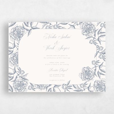 Grey Floral Wedding Invitation - Pivoine Landscape