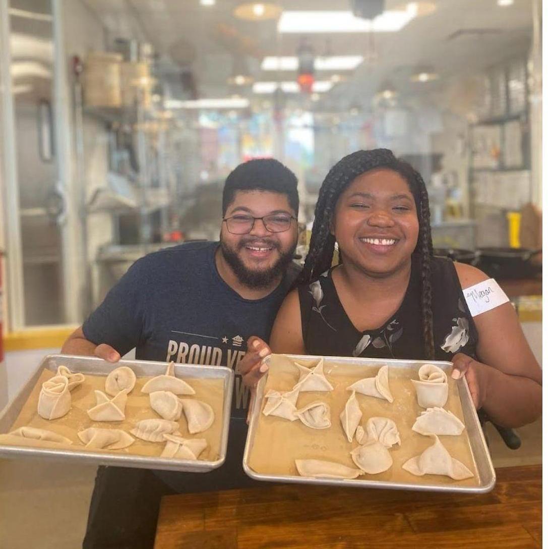 We did a dumpling making class!