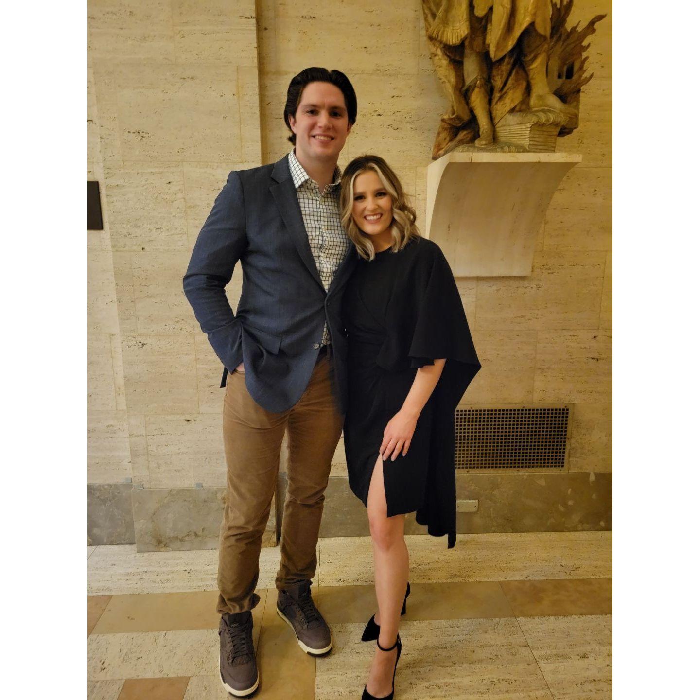 At Regan's work holiday party