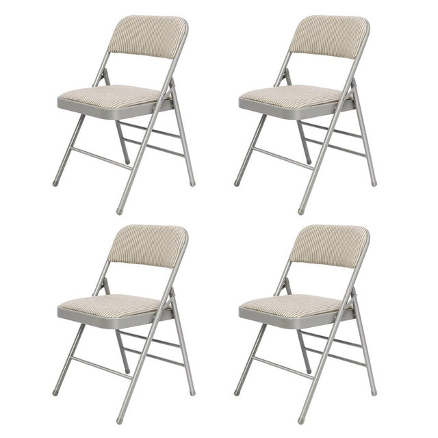 4 Pack Grey Folding Chairs with Fabric Padded Cushion, Fabric Dining Chair Set Portable Indoor Outdoor Stackable Folding Chair for Home Office Events Wedding Party