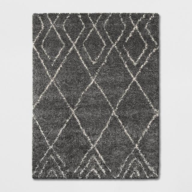 9'X12' Diamond Patterned Shag Woven Area Rug Gray - Project 62™
