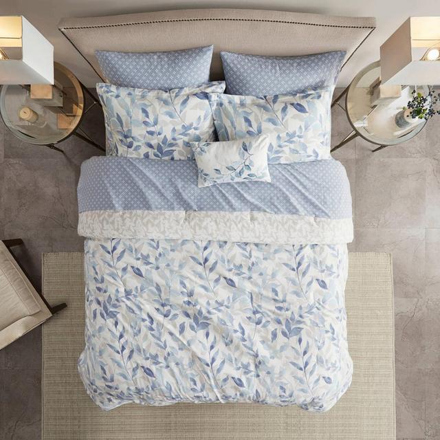 Queen Leisha Reversible Complete Bedding Set - Blue