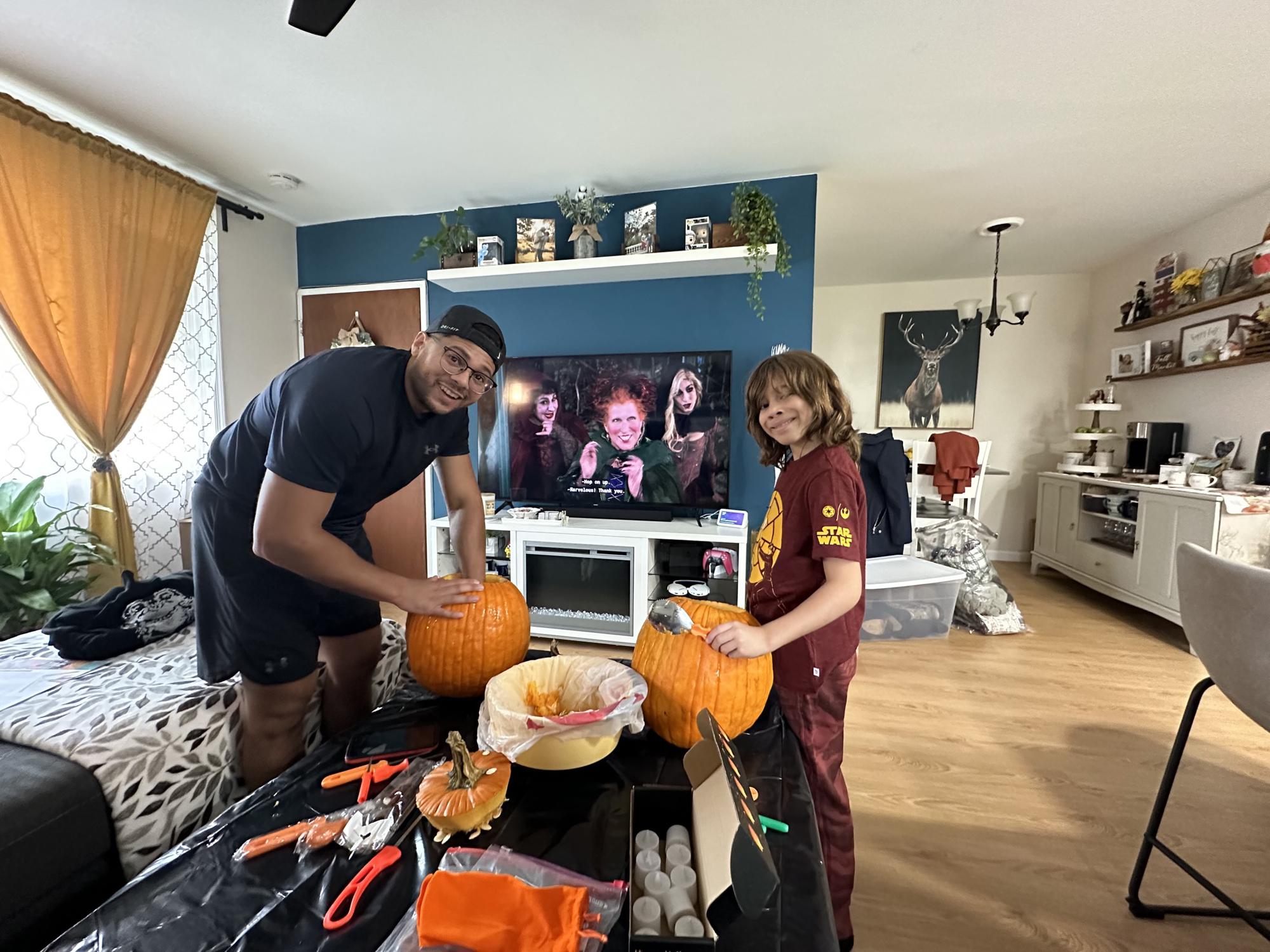 Juans first time carving a pumpkin AND watching Hocus Pocus Oct 2022