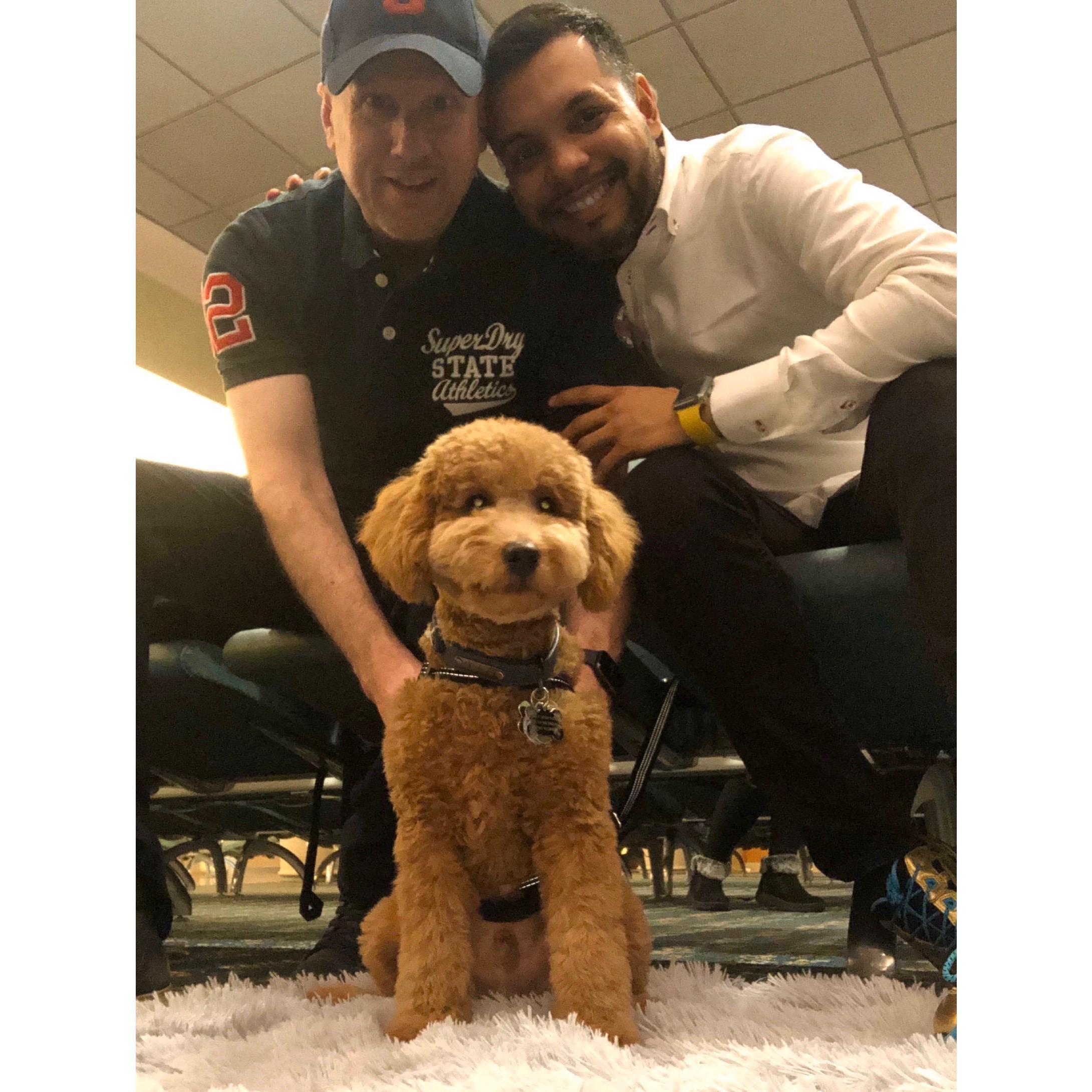 In the airport together for Diego's first flight