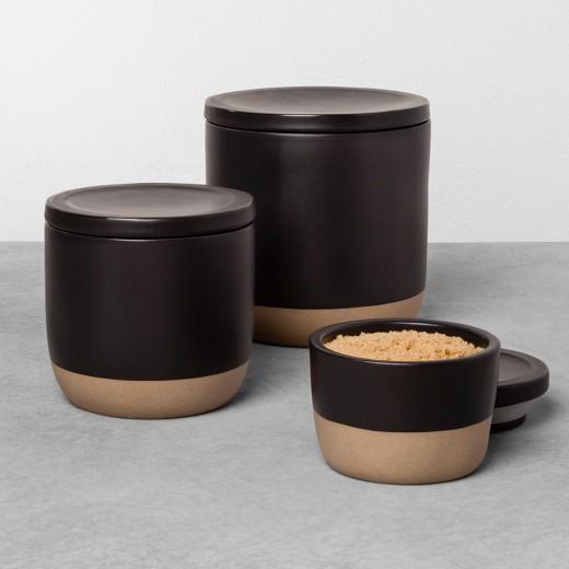 Stoneware Storage Canisters, Set of 3