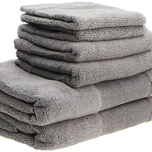 Amrapur Overseas Air Cloud 6-Piece 100-Percent Combed Cotton Towel Set Charcoal