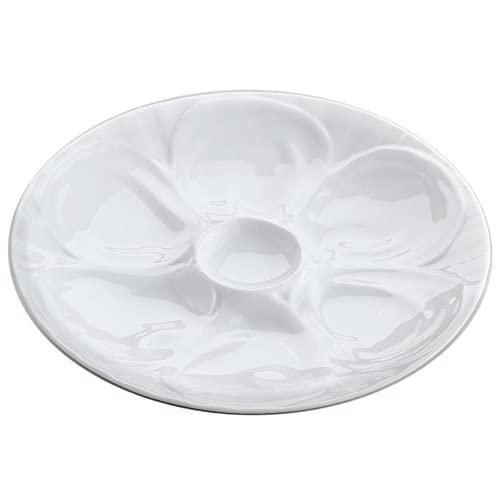 HIC Kitchen Oyster Plate, Fine White Porcelain, 9-Inch