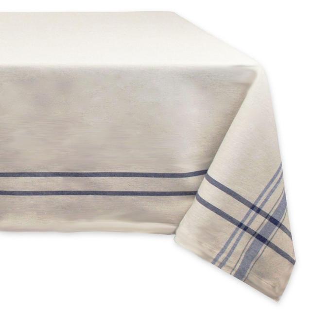 Design Imports French Stripe 60-Inch x 120-Inch Oval Tablecloth in Blue