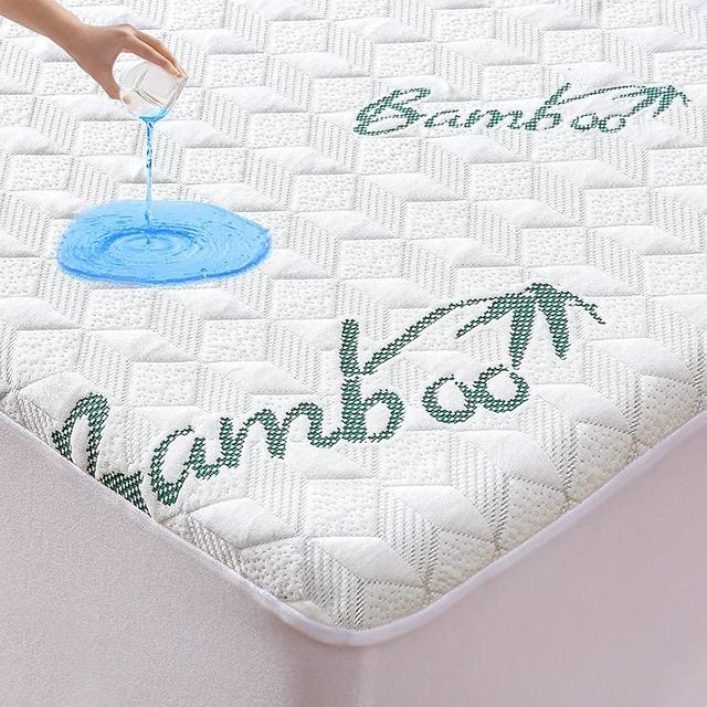 King Mattress Protector, Cooling Waterproof Bamboo King Size Mattress Pad Cover, 3D Air Soft King Size Mattress Cover for 6-18 Inches Mattress