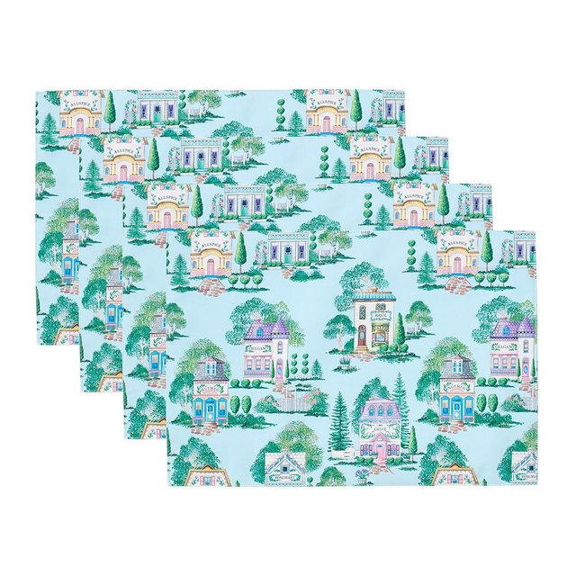 Lenox Spice Village Allover Placemats, Set of 4, Blue, 13" W x 19" L