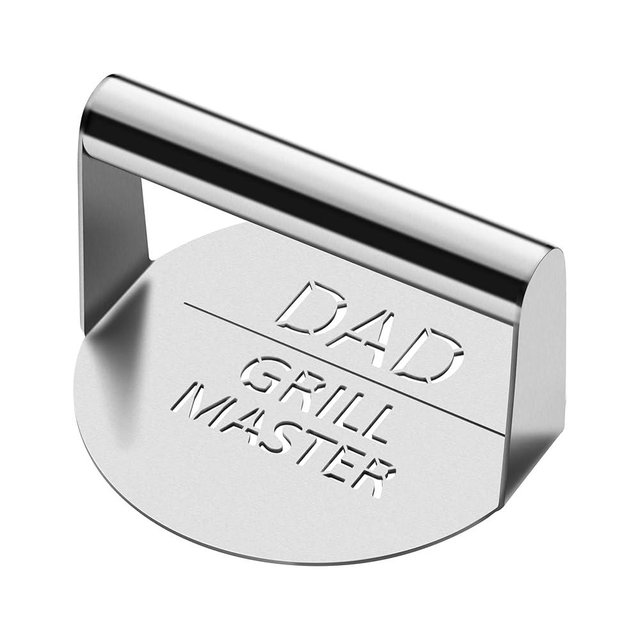 Haooryx Father's Day Burger Press - Stainless Steel Grill Master Smash Burger Press Gift for Dad Hamburger Bacon Press Griddle Grill Patty Maker BBQ Griddle Accessories Dad's Papa Birthday Party Gifts