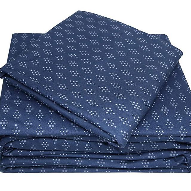 Marquess Luxury Printed Flannel Sheet Set - Deep Pocket - Super Smooth Bedding Sets -Warm& Soft 4-Piece Bedding Collection (Navy Shining, Queen)