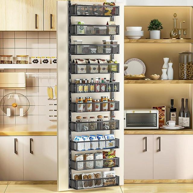 DAOTENGQL Over the Door Organizer Hanging Organizer with 10 tiers Mesh Baskets, Stable & Adjustable Door Pantry Organizer Spices Rack for Snacks Baby Essentials Toiletries Toys and Small Clothes, etc