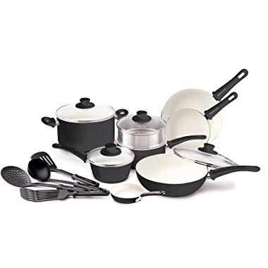 GreenLife Soft Grip 16pc Ceramic Non-Stick Cookware Set, Black