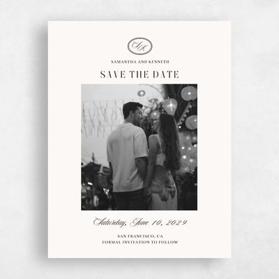 Beige Bordered Wedding Save the Date - Cillian Photo