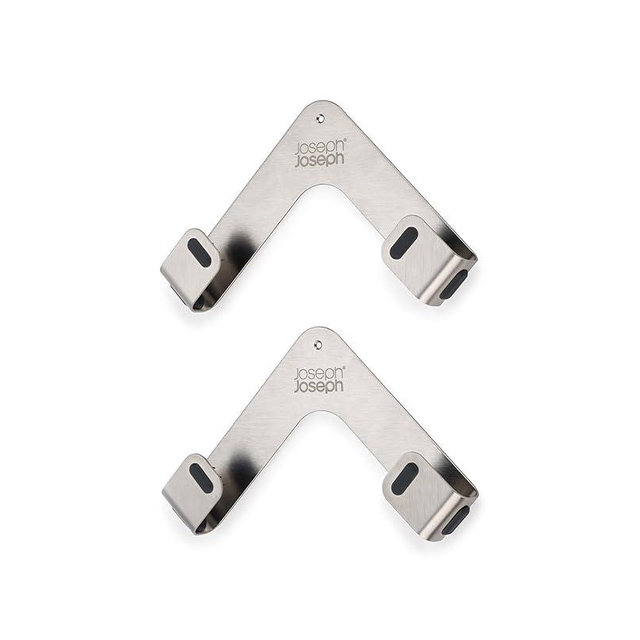 Joseph Joseph Space Set of 2 Pot and Pan Lid Holders Self Adhesive Wall Mount Storage Organizer, Suitable for Lids up to 11 in, 3M VHB Tape and Screws Included, Stainless Steel