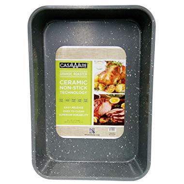 casaWare Grande Lasagna/Roaster Pan 18 x 12 x 3-Inch - Extra Large, Ceramic Coated NonStick (Silver Granite)