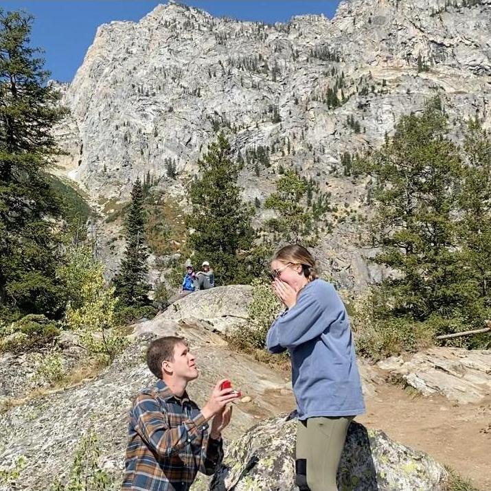 The moment he popped the question!