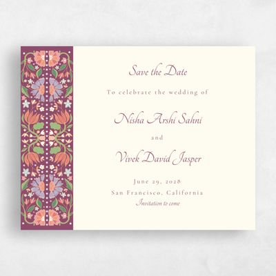 Purple Cultural Wedding Save the Date - Suraya Landscape