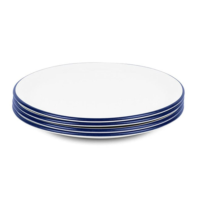 Made In Cookware - Appetizer Plates - Set of 4 (White w/ Navy Rim) - Made in England