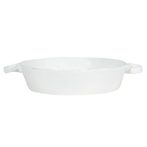 Vietri Lastra White Handled Round Baker, Stoneware Oven Baking Dish & Serving Pan, Bakeware/Cookware