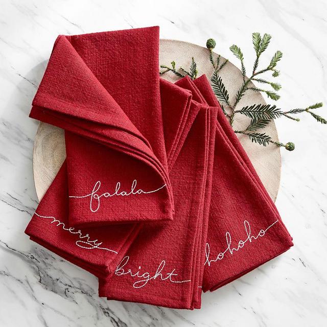 Holiday Sentiment Organic Cotton Napkins, Set of 4