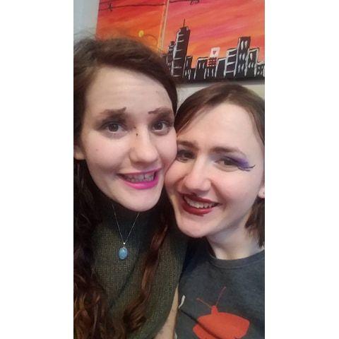 We tried doing each other's make-up blindfolded!