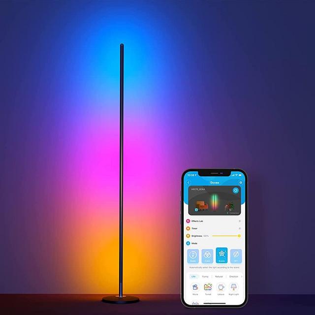 Govee RGBIC Corner Floor Lamp, Standing Lamp Alexa APP Control, Smart Floor Lamp with Reactive Music Mode, 28+ Dynamic Scene, Color Changing, Modern Floor Lamp for Living Room, Bedroom, Kitchen